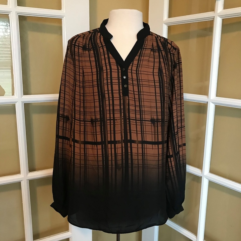 Sami & Jo Long Sleeve Black/Brown Blouse